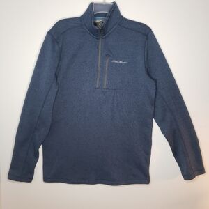 Eddie Bauer Convector 1/2 Zip Mens Blue Pullover Fleece Sweater Sz Tall Med EUC